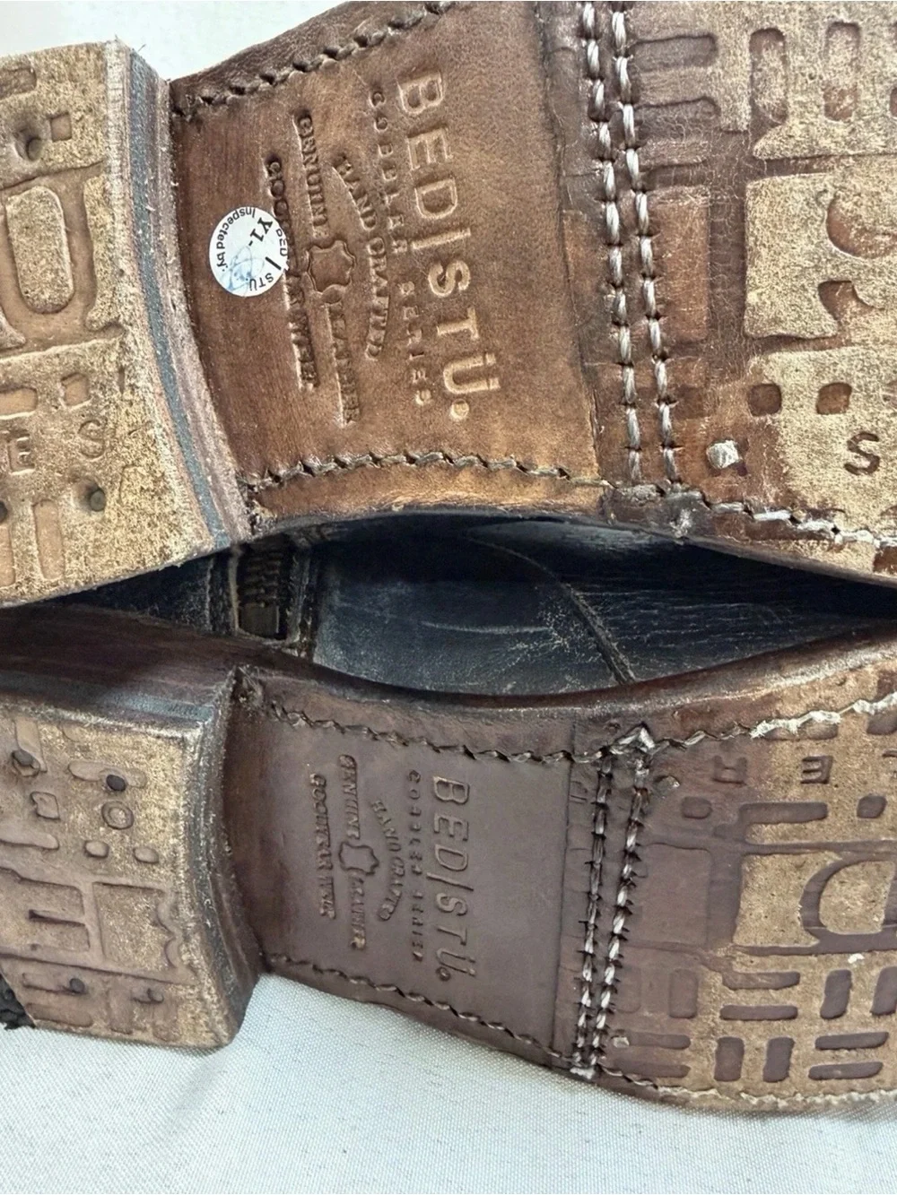 Bed Stu Rider Boots Women's Bench Made Distressed Side Zip Knee High Sz 7 EUC